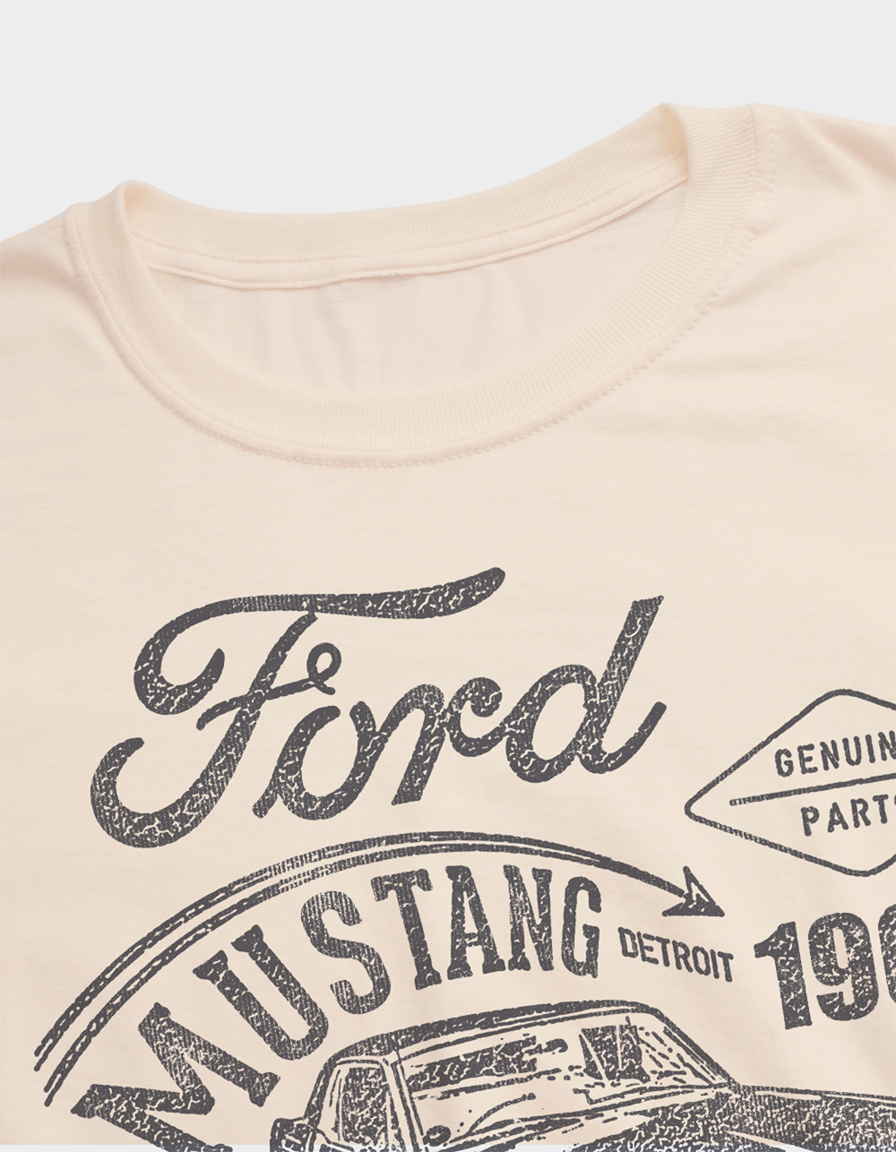 FORD Mustang Detroit Mens Tee - CREAM