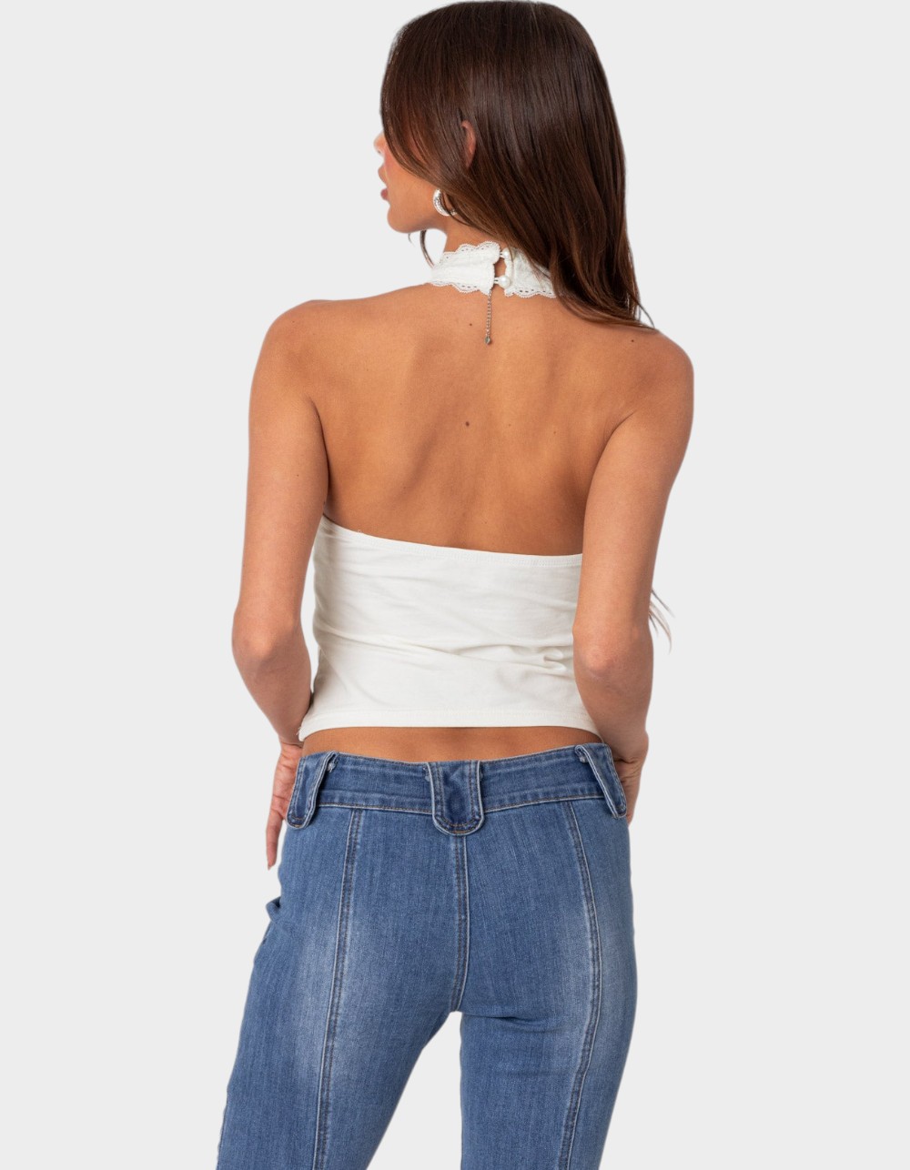 EDIKTED Carolyn Lacey Halter Top - WHITE