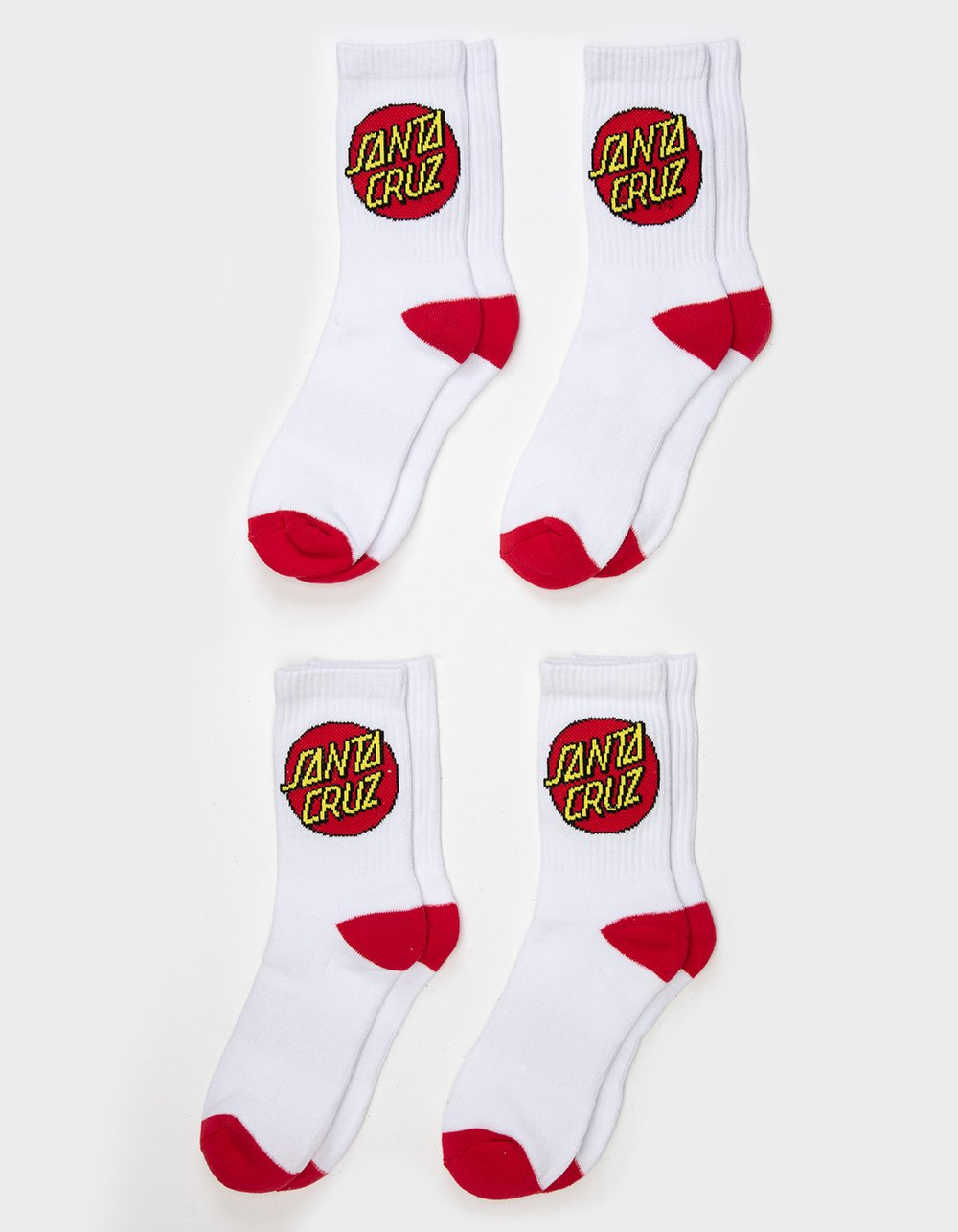SANTA CRUZ 4 pack Boys Crew Socks - WHITE