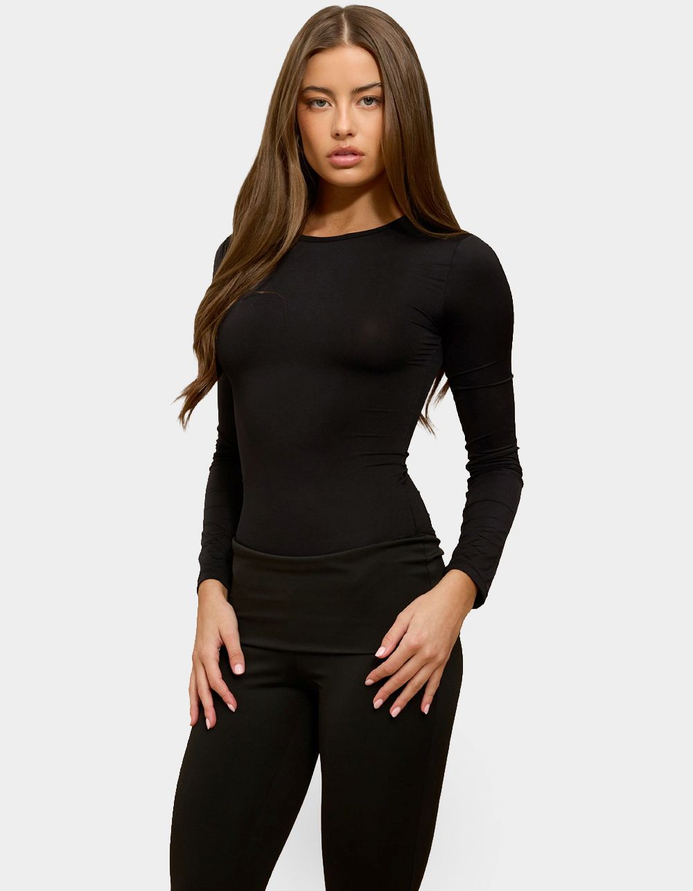 EDIKTED Coretta Long Sleeve Bodysuit - BLACK