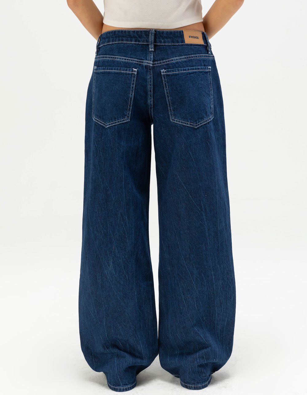 RSQ Womens Low Rise Baggy Jeans - DARK RINSE