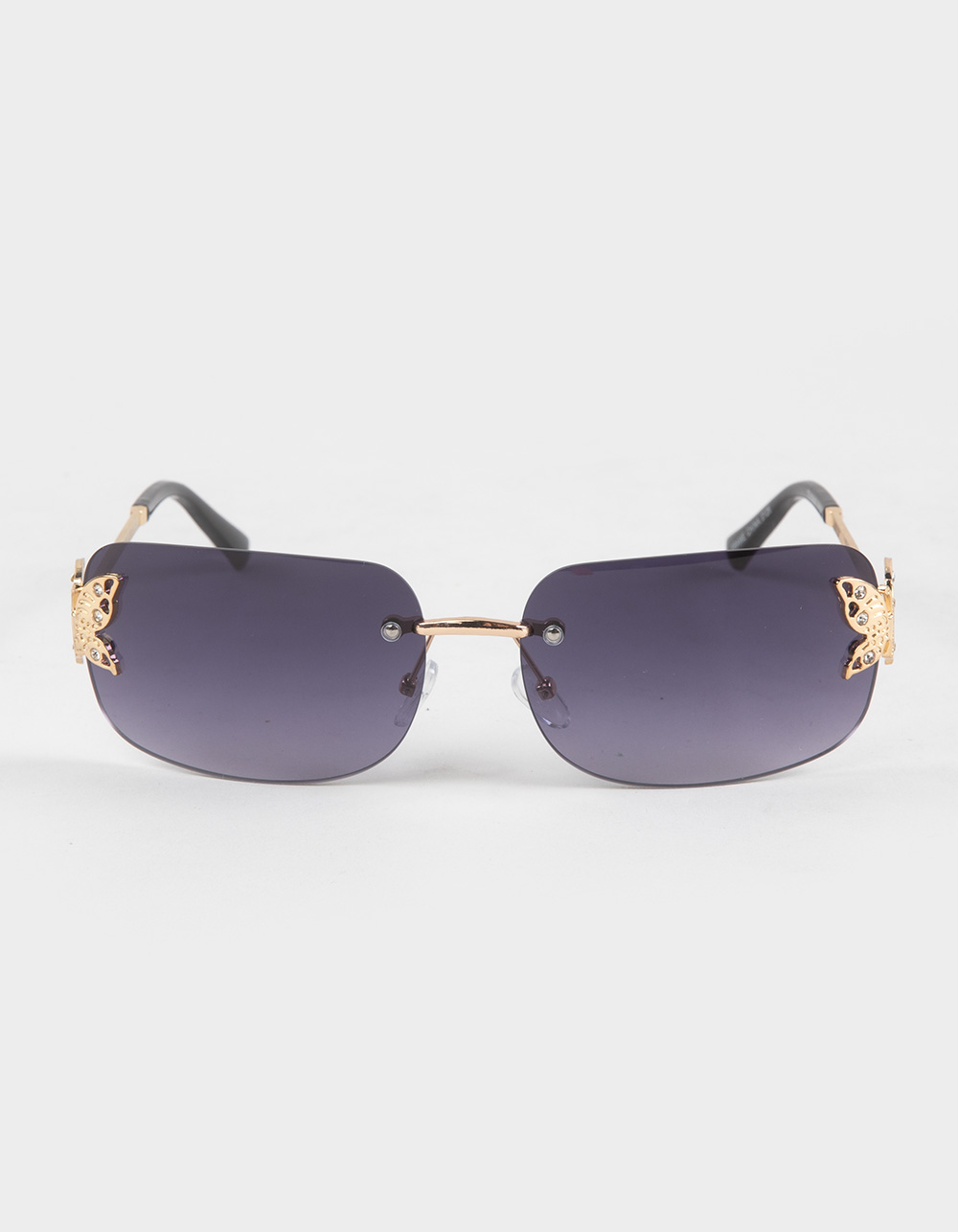 RSQ Square Rimless Metal Butterfly Sunglasses - GOLD