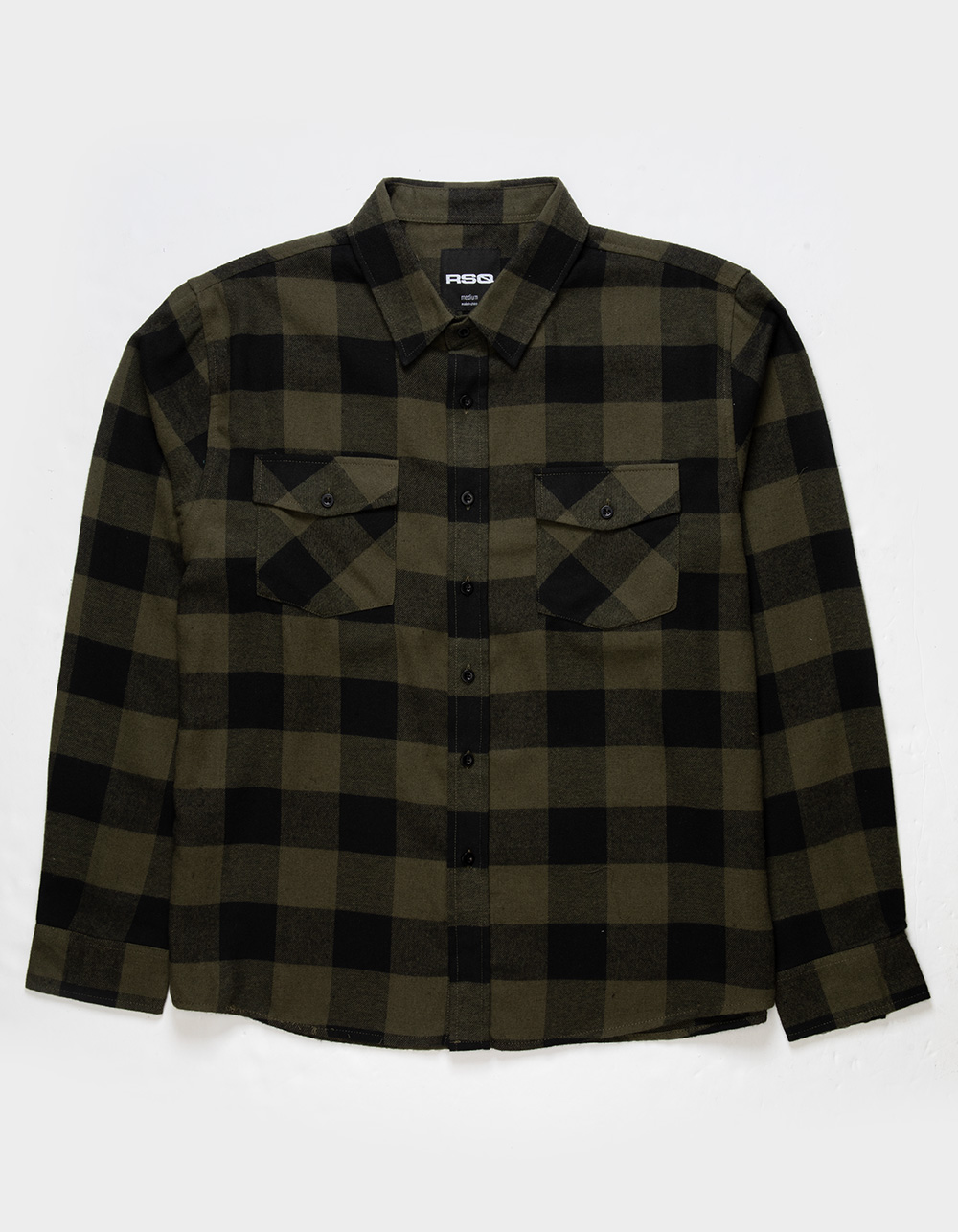 RSQ Mens Plaid Flannel - OLIVE