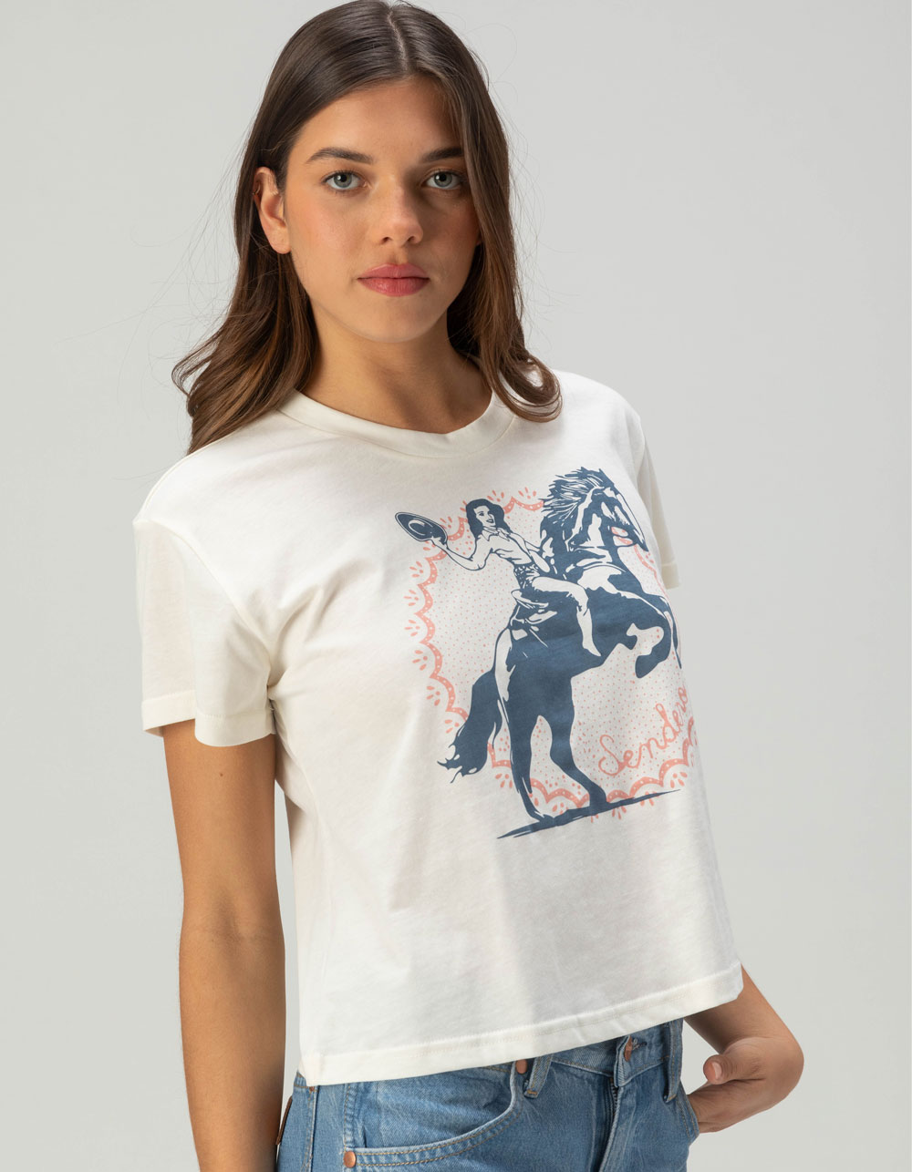 SENDERO PROVISIONS CO. Palomino Womens Crop Tee - WHITE