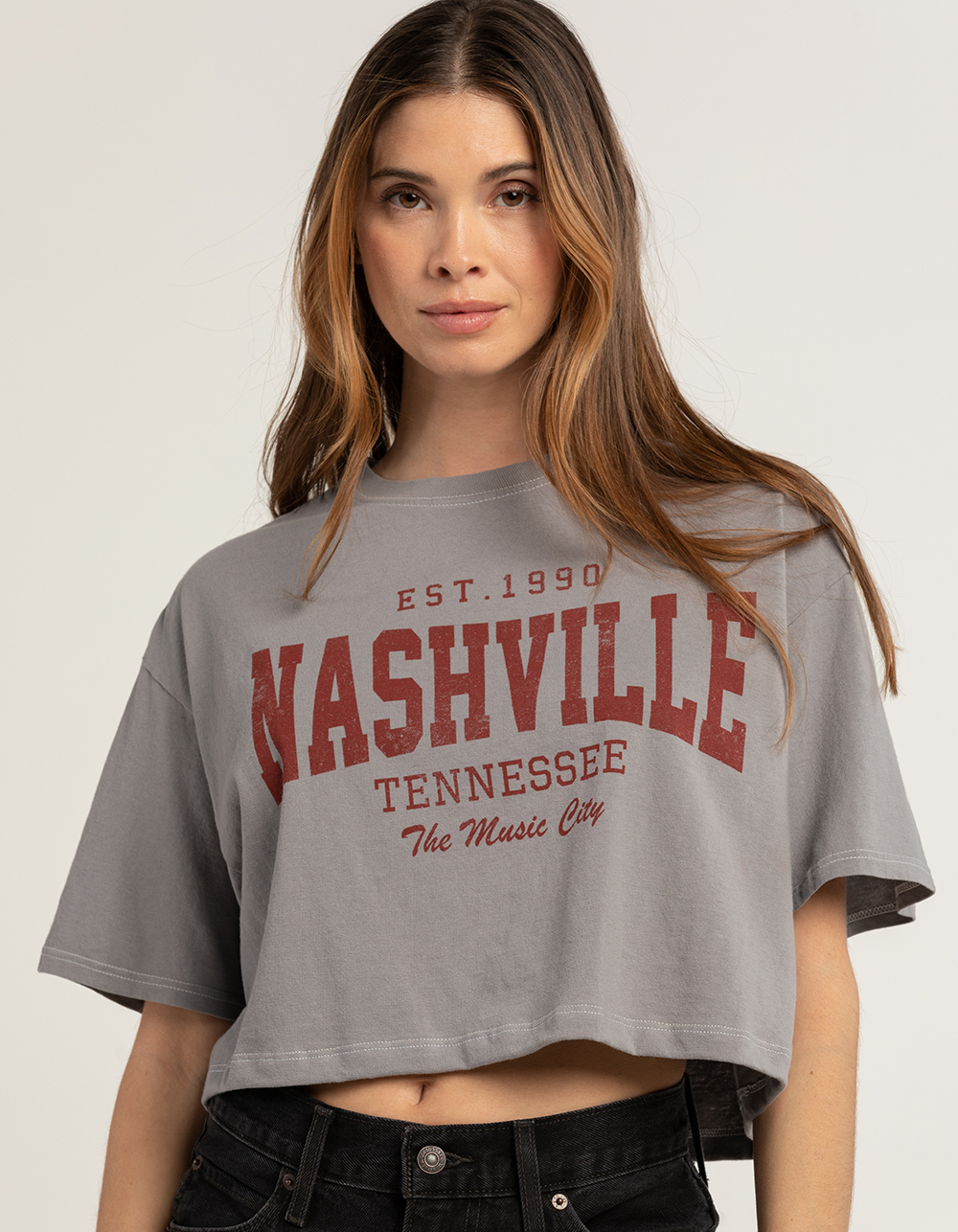 FULL TILT Nashville Womens Crop Tee GRAY Tillys