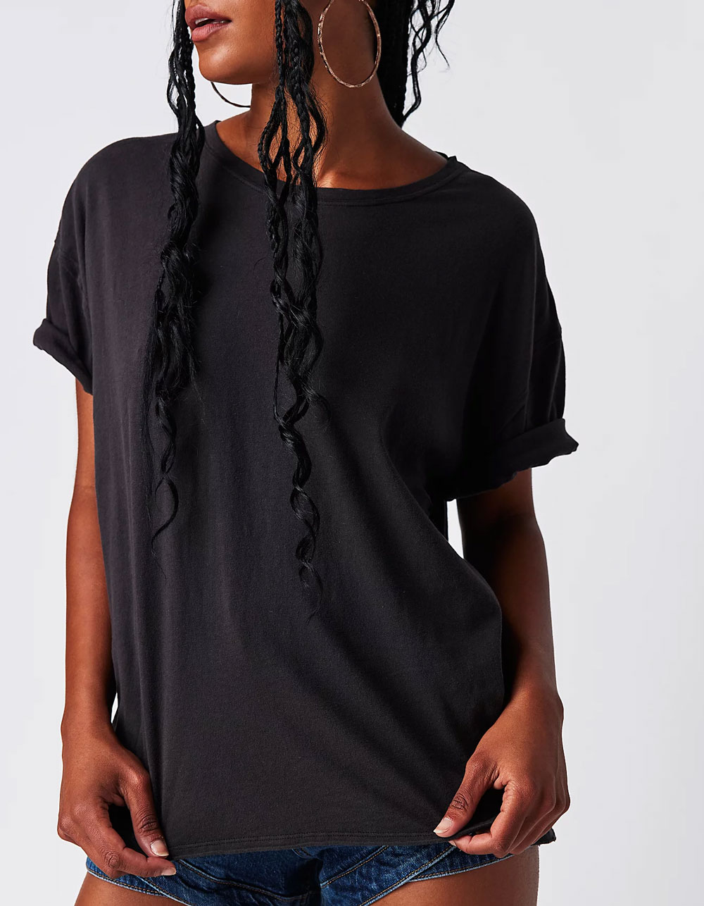 FREE PEOPLE Nina Womens Boxy Tee - BLACK