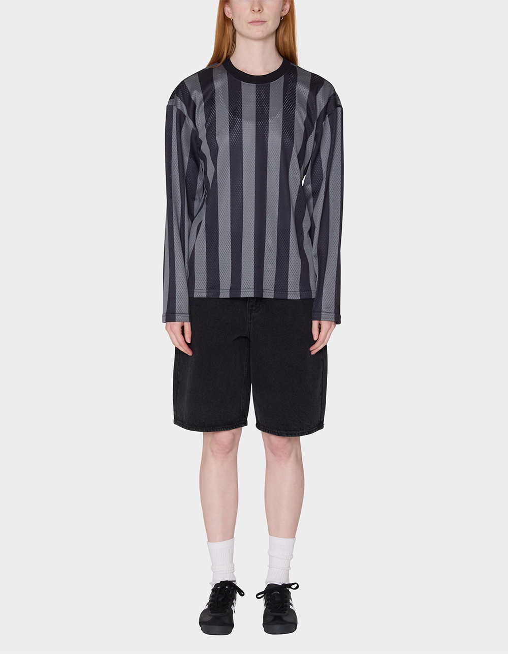 OBEY Bound Mesh Stripe Womens Long Sleeve Tee - OXFORD