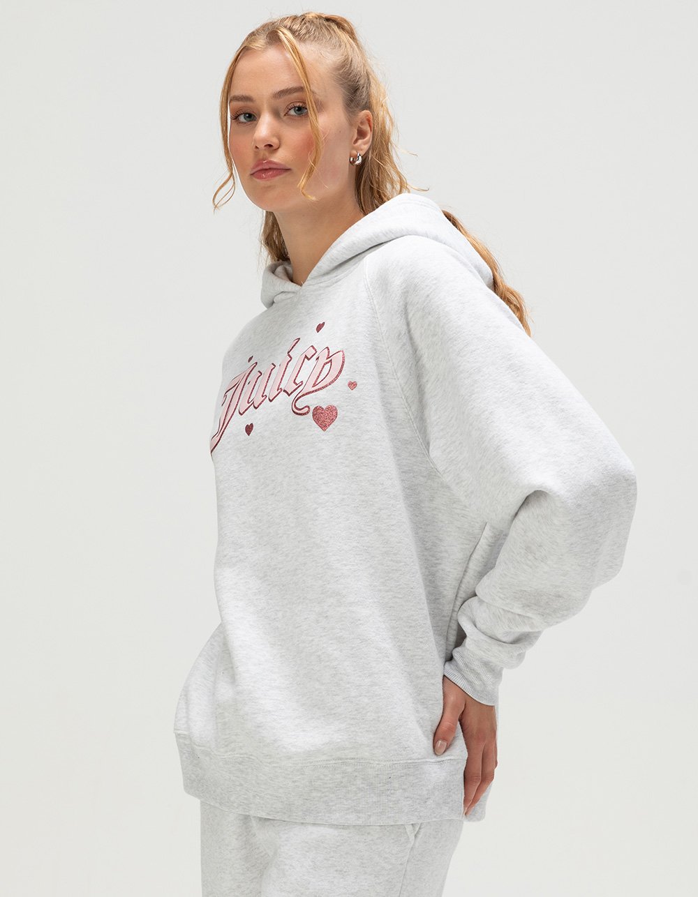 JUICY COUTURE Womens Oversized Hoodie - HEATHER GRAY