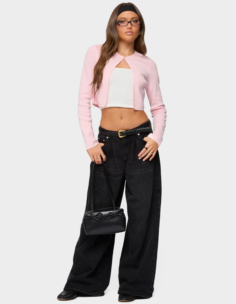 EDIKTED Jayne Split Front Knit Cardigan - LIGHT PINK