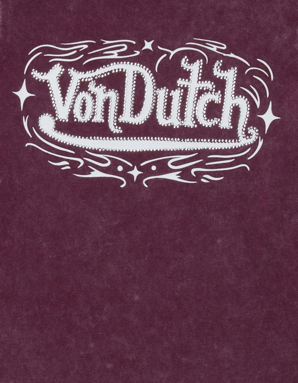 VON DUTCH Logo Girls Washed Tee - BURGUNDY