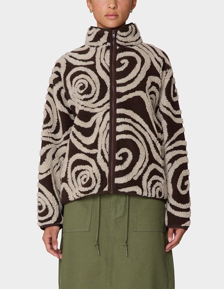 OBEY Swirls Jacquard Womens Jacket - BROWN