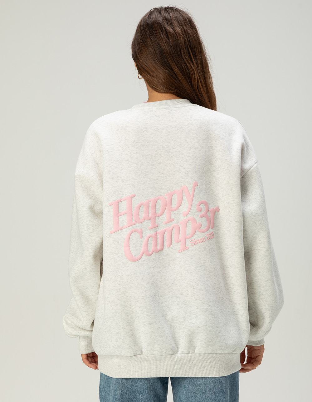 HAPPY CAMP3R Senior Womens Crewneck Sweatshirt - HEATHER GRAY