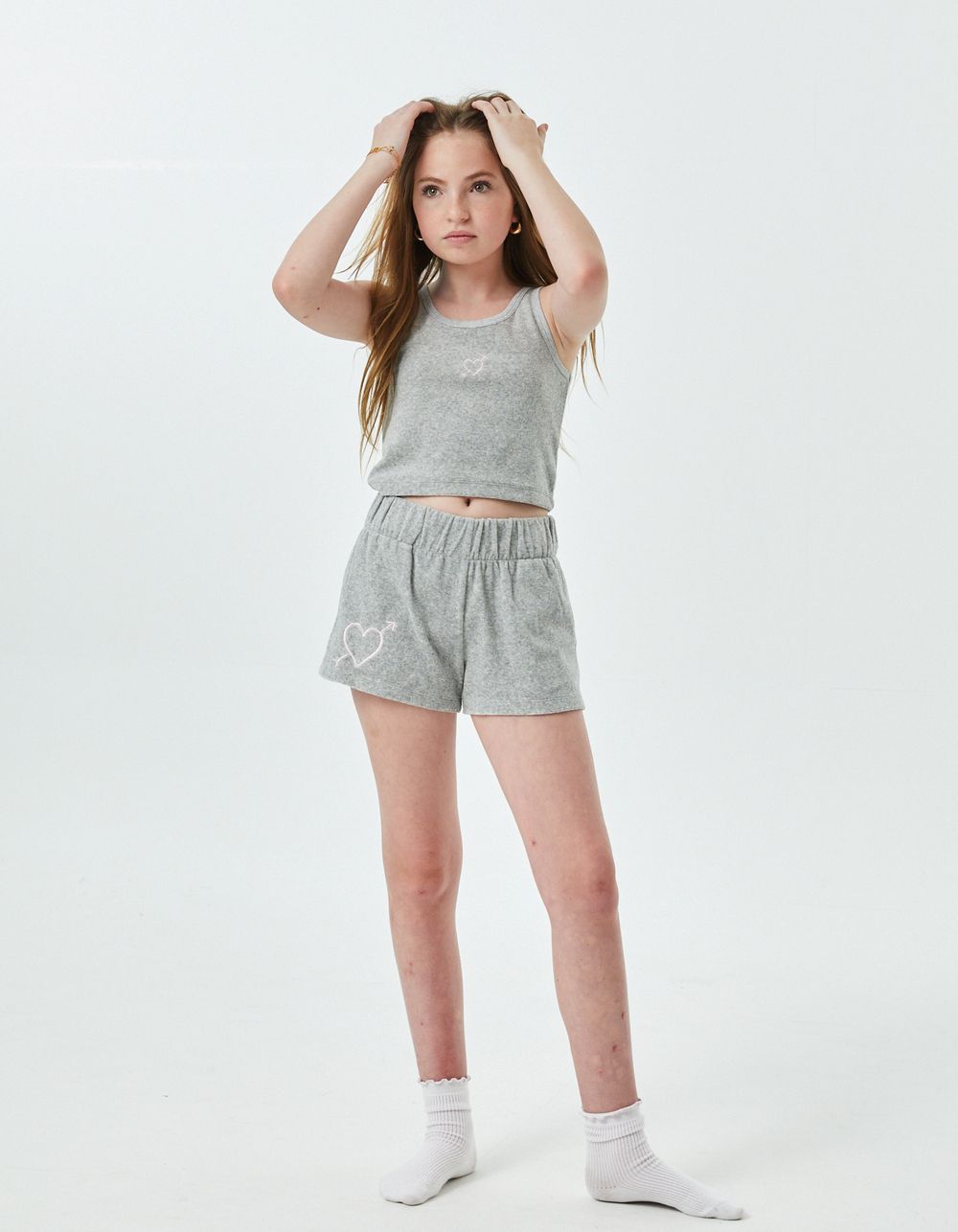 THEME NYC Emma With Heart & Arrow Girls Terry Tank - GRAY
