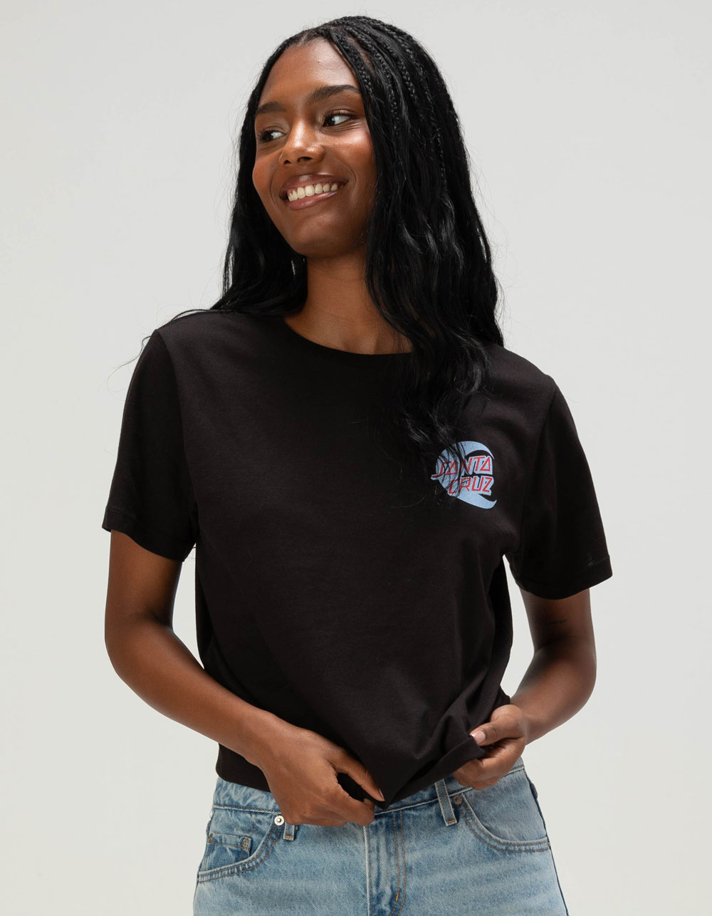 SANTA CRUZ 2 Tone Moon Dot Womens Tee - BLACK