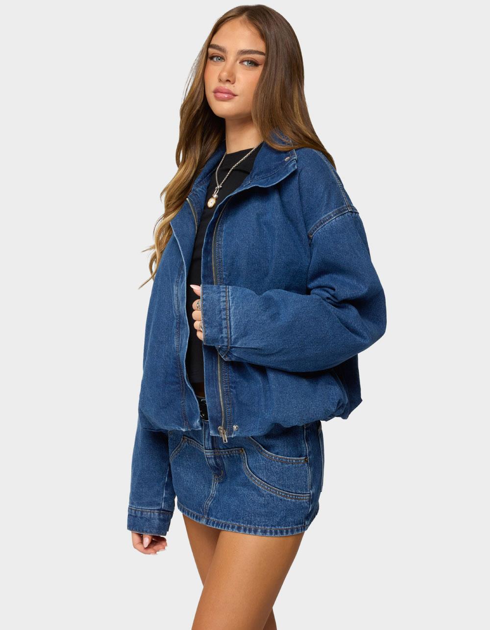 EDIKTED Hilary Oversized Denim Coat - LIGHT BLUE