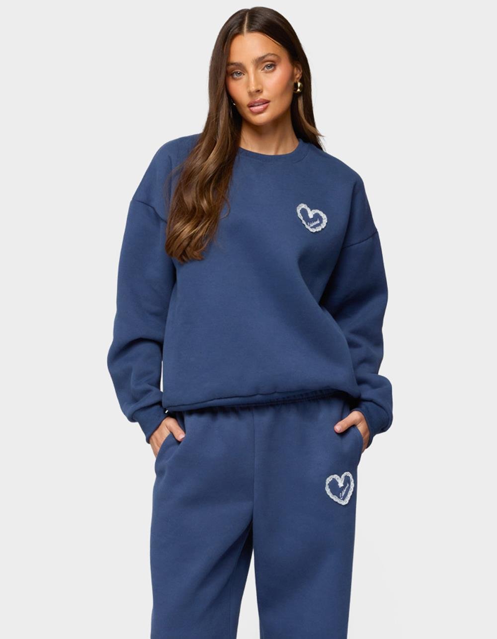 Edikted Love Oversized Sweatshirt - NAVY