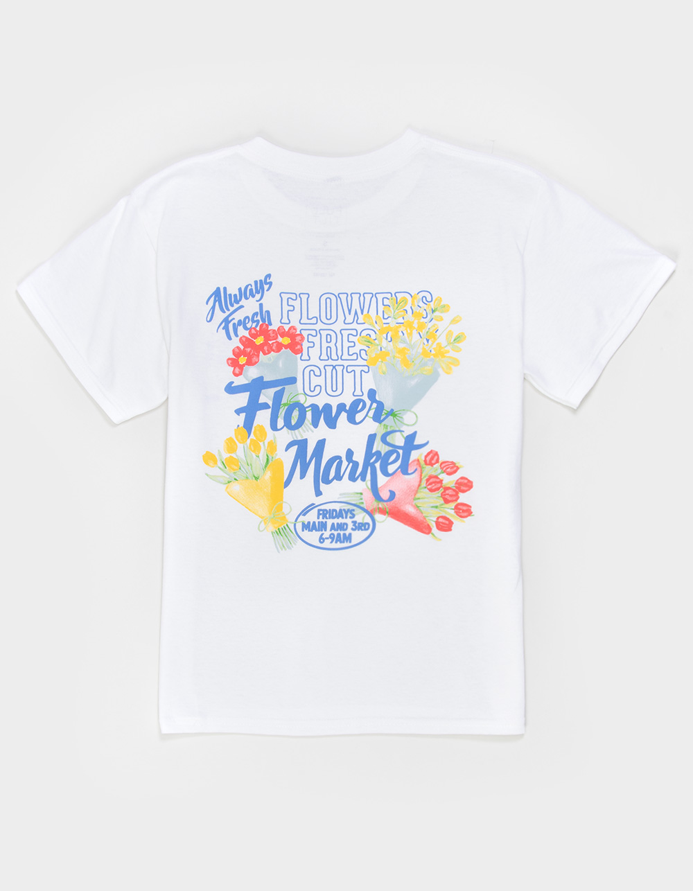 FULL TILT Flower Market Puff Ink Girls Boyfriend Tee - WHITE