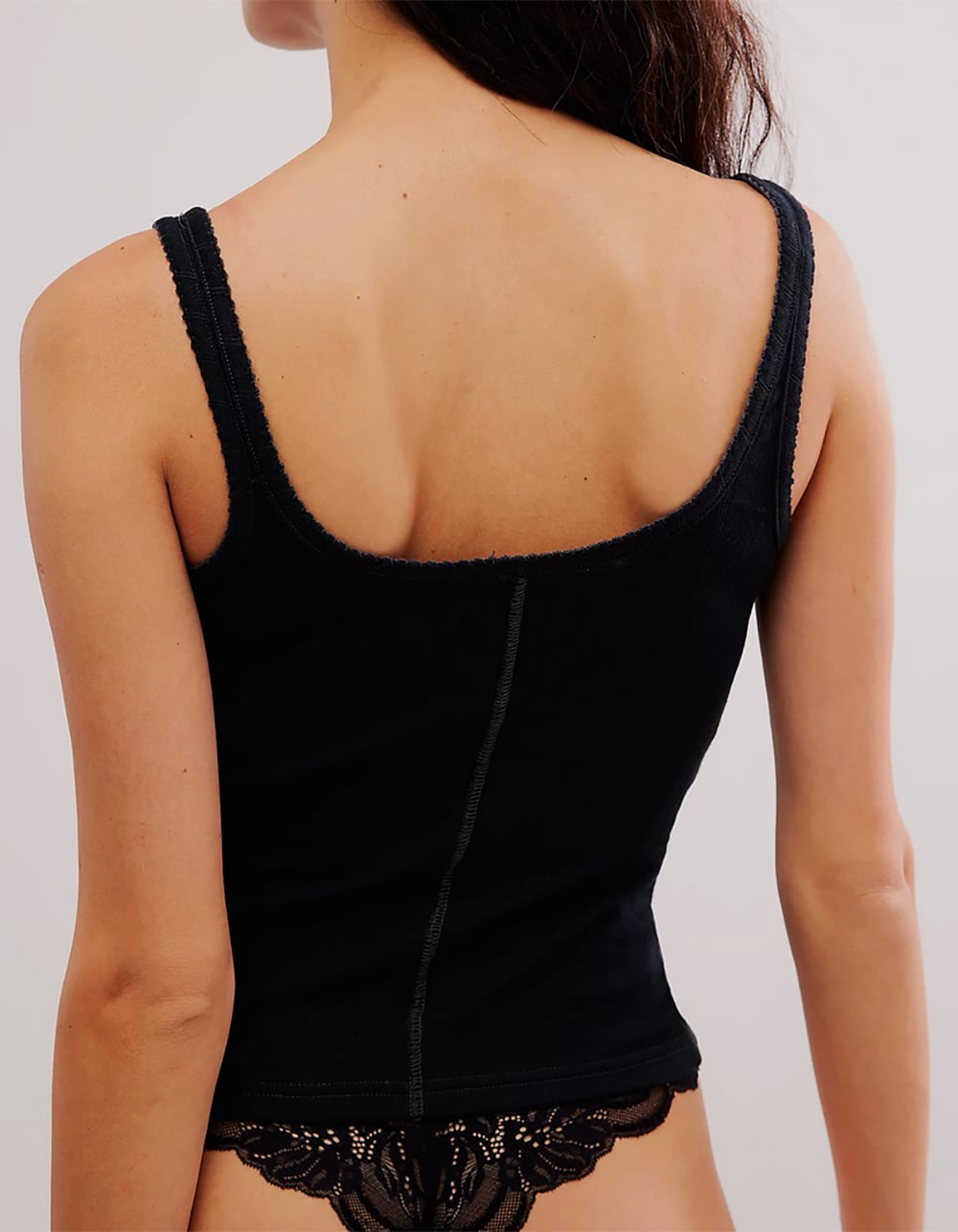 FREE PEOPLE End Game Womens Pointelle Tank Top - BLACK