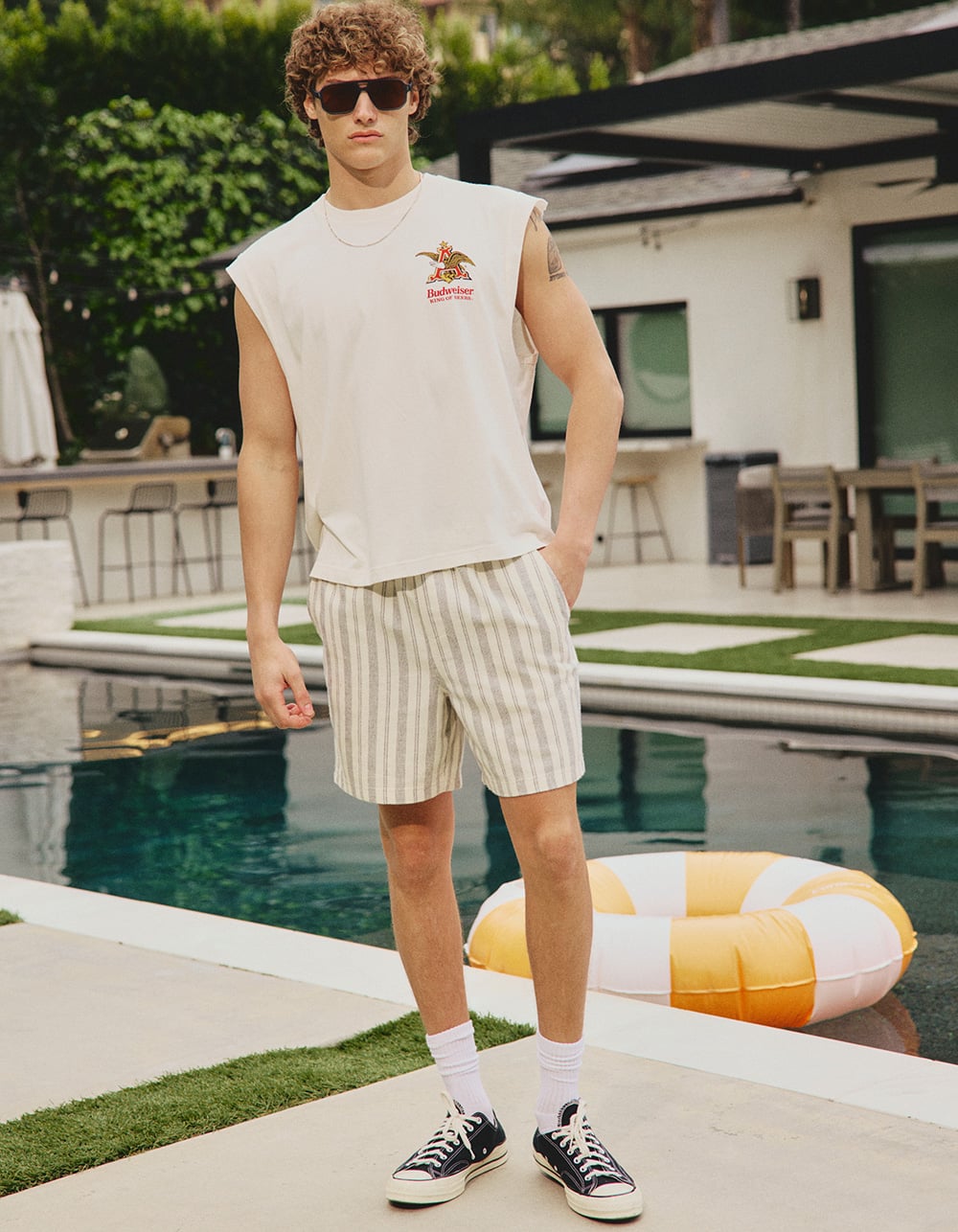 BUDWEISER Mens Muscle Tee - CREAM