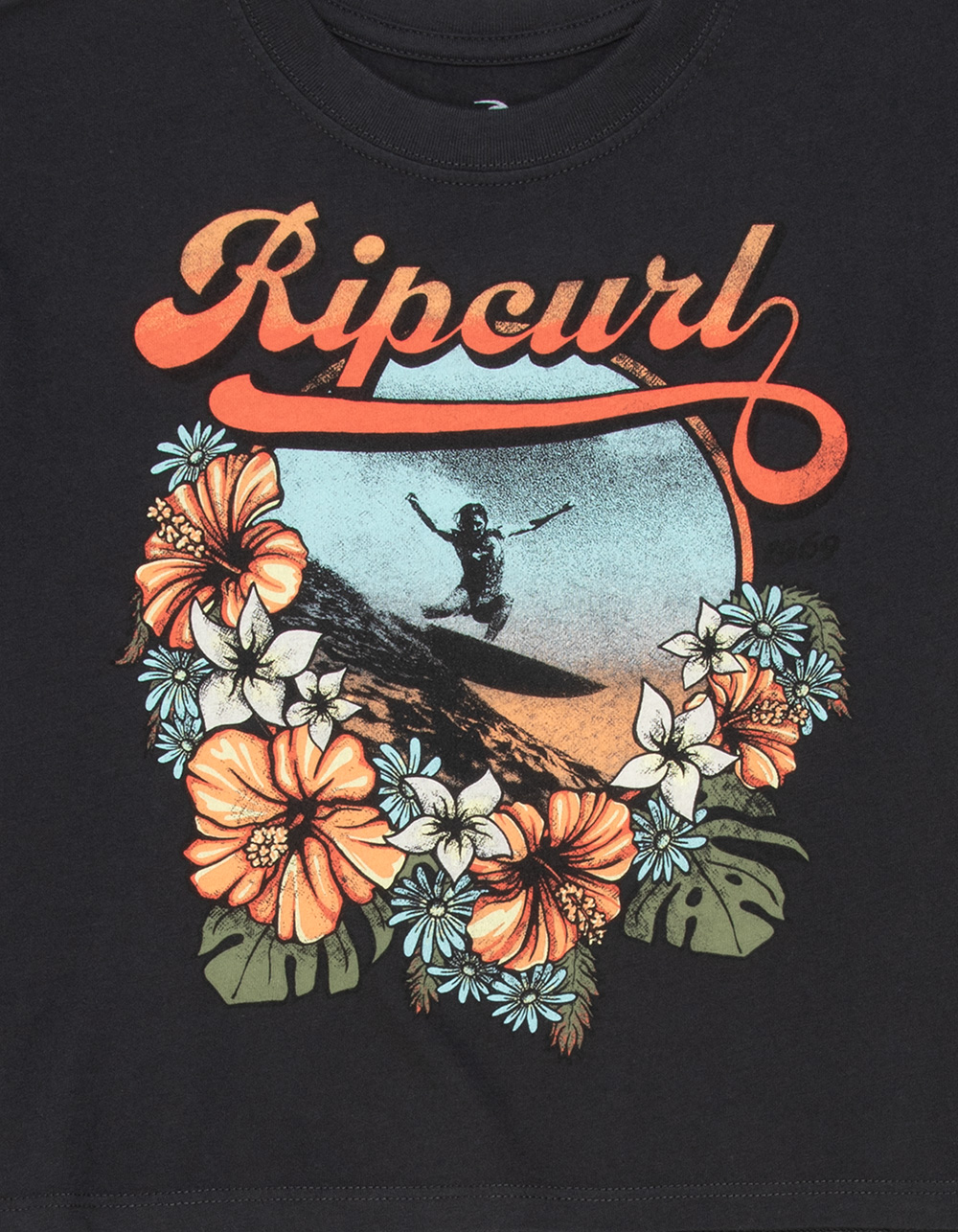 RIP CURL Wave Girls Crop Tee - WASHED BLACK