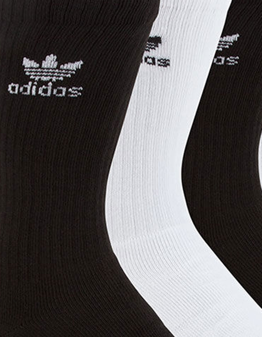 ADIDAS 6 Pack Originals Trefoil Kids Crew Socks - WHITE/BLACK
