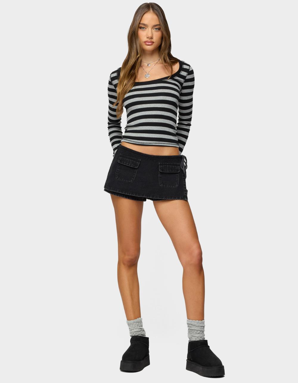 EDIKTED Rainey Striped Long Sleeve Top