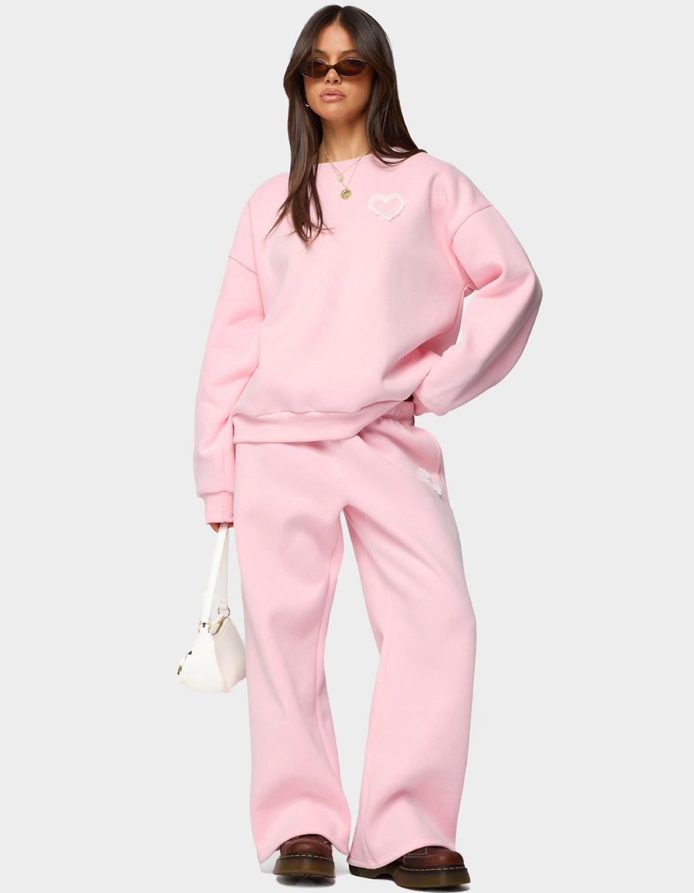 Edikted Love Oversized Sweatshirt - LIGHT PINK