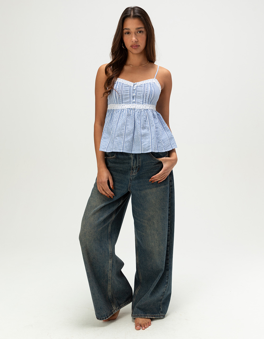 PATRONS OF PEACE Basil Womens Top - BLUE/WHT