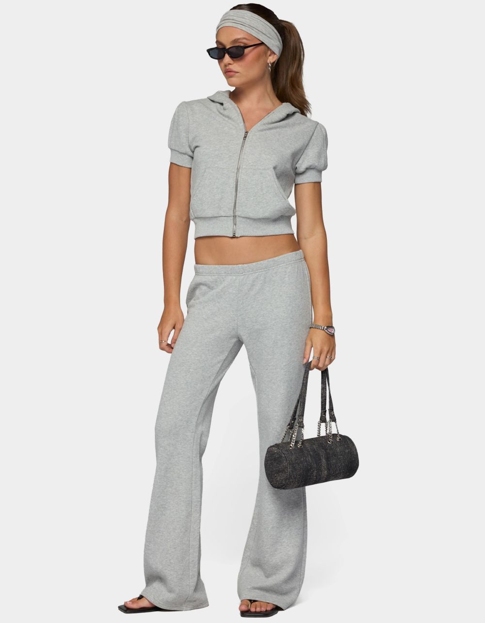 EDIKTED Rachel Flared Sweatpants - GRAY