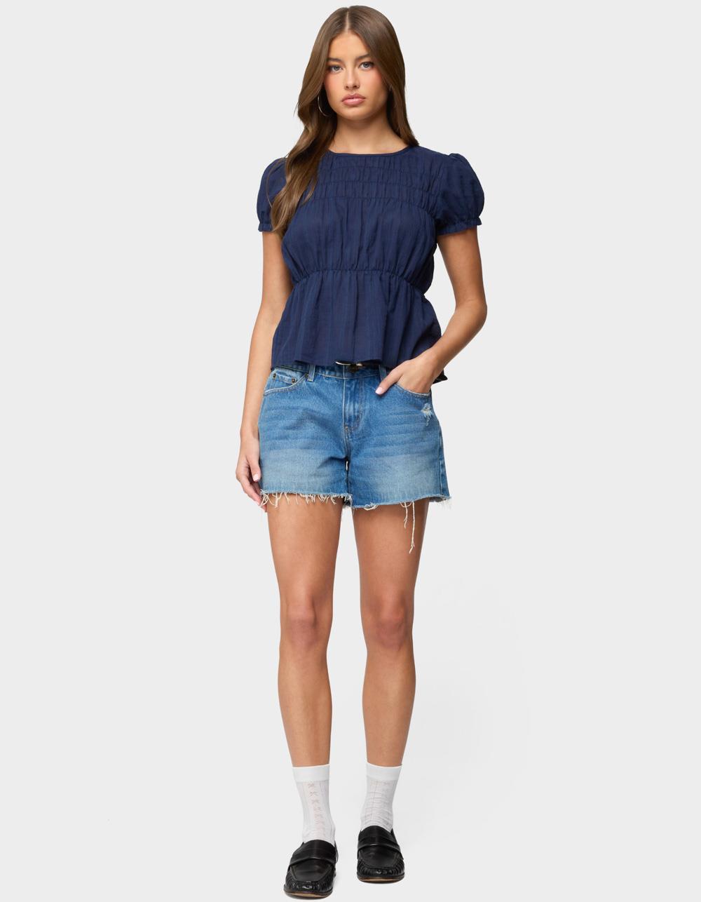 EDIKTED Maricella Gathered Tiered Top - NAVY