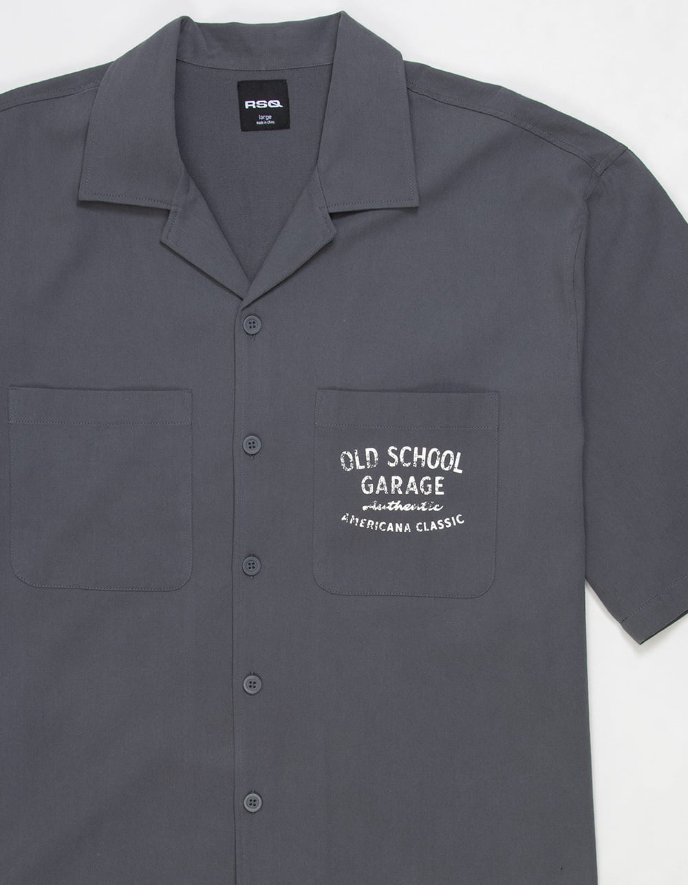 RSQ Mens Graphic Twill Button Up Shirt - DARK GRAY