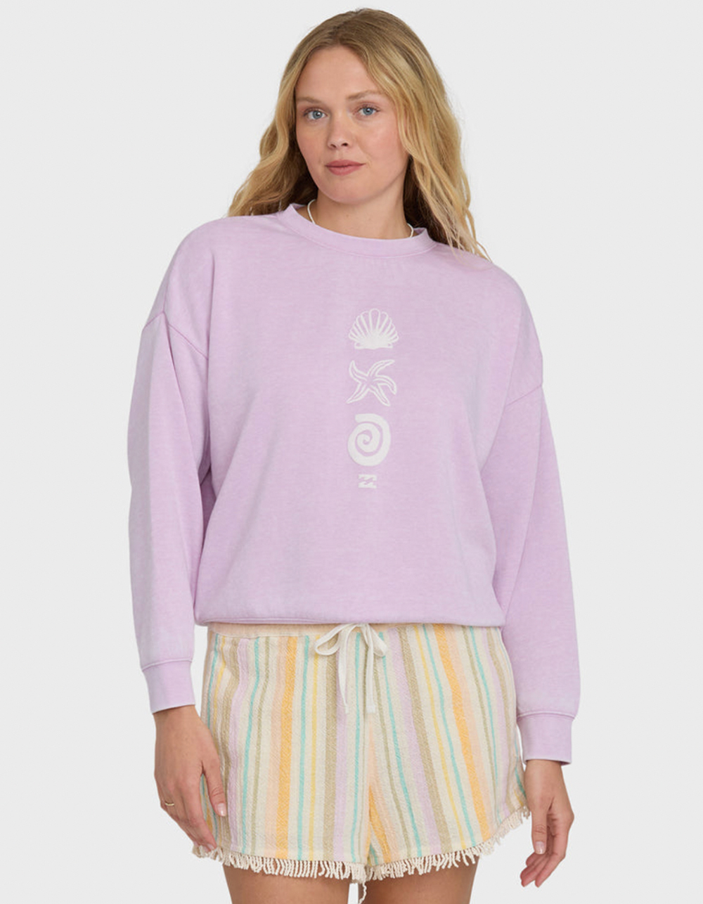 BILLABONG Echo Burnout Womens Oversized Crewneck Sweatshirt - LILAC