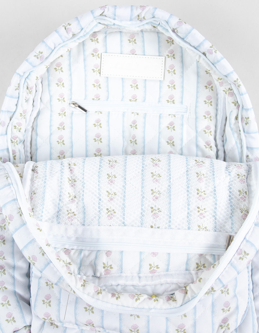 TILLYS Quilted Floral Stripe Backpack - WHITE COMBO