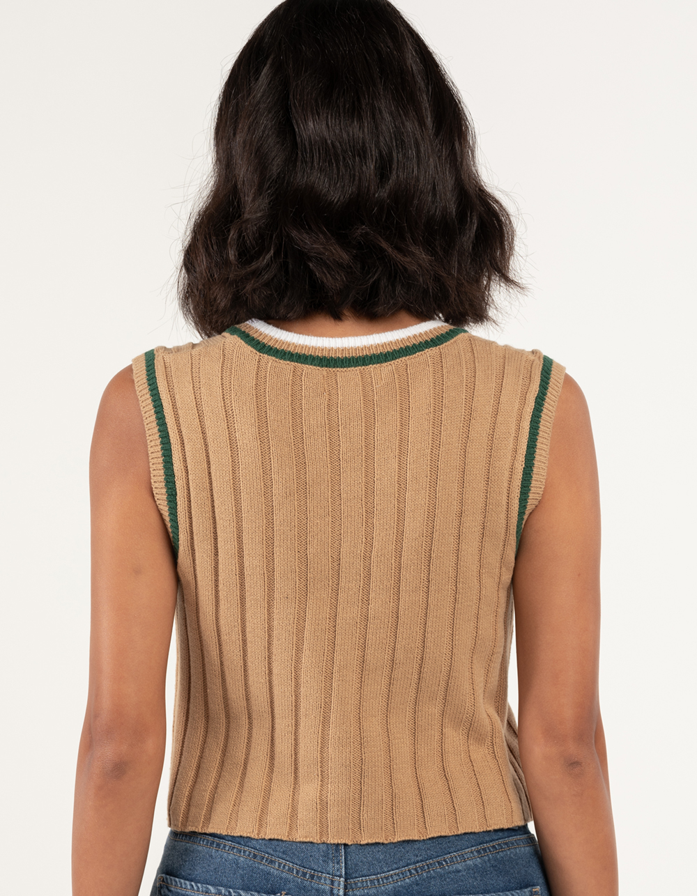 RSQ Preppy Womens Sweater Vest - TAN 