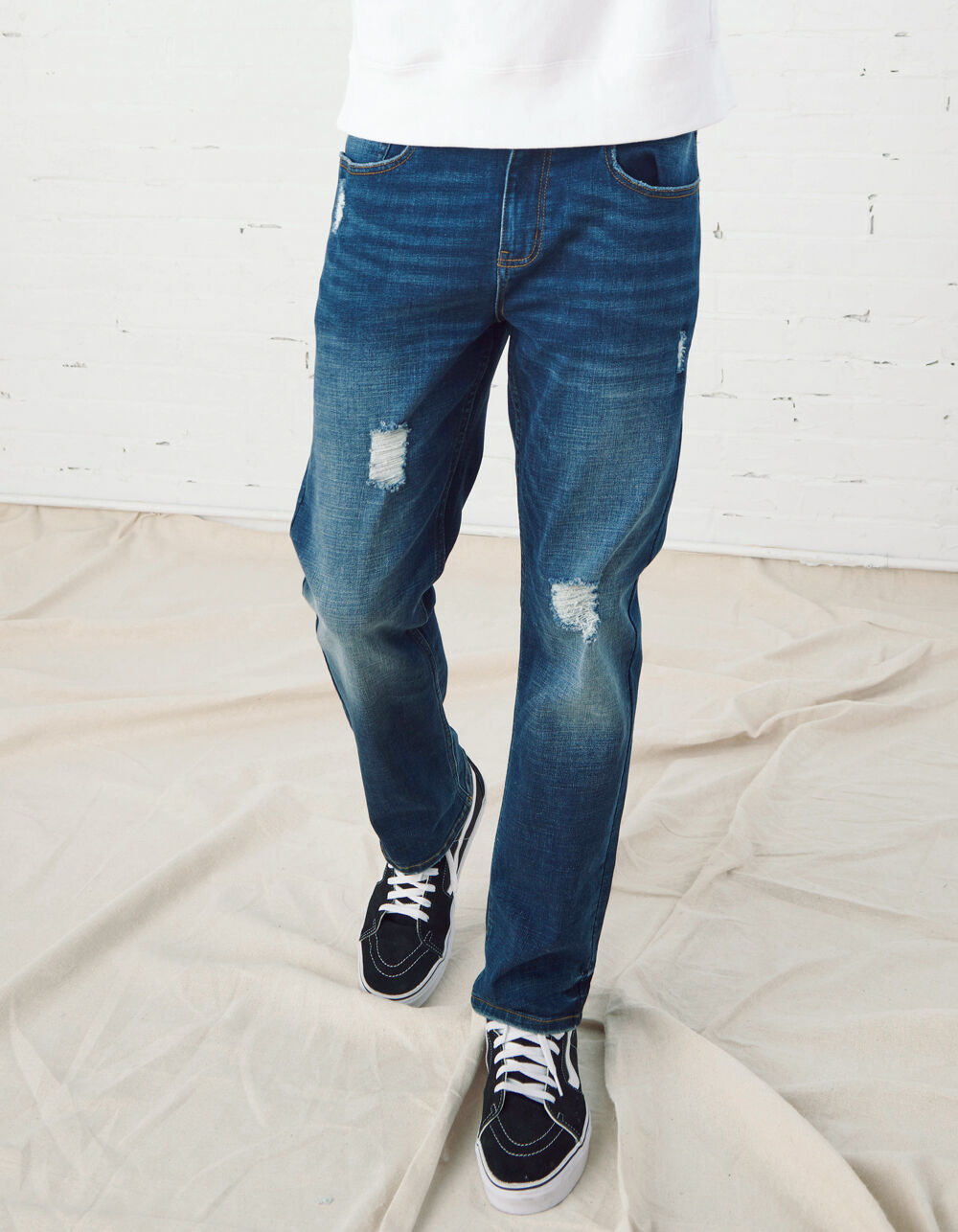 RSQ Mens Slim Straight Dark Vintage Flex Ripped Jeans - DARK VINTAGE ...
