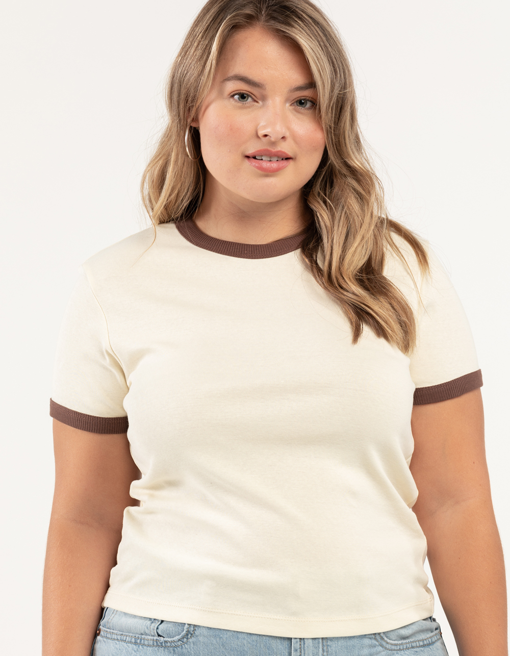 RSQ Solid Womens Ringer Tee NATURAL Tillys