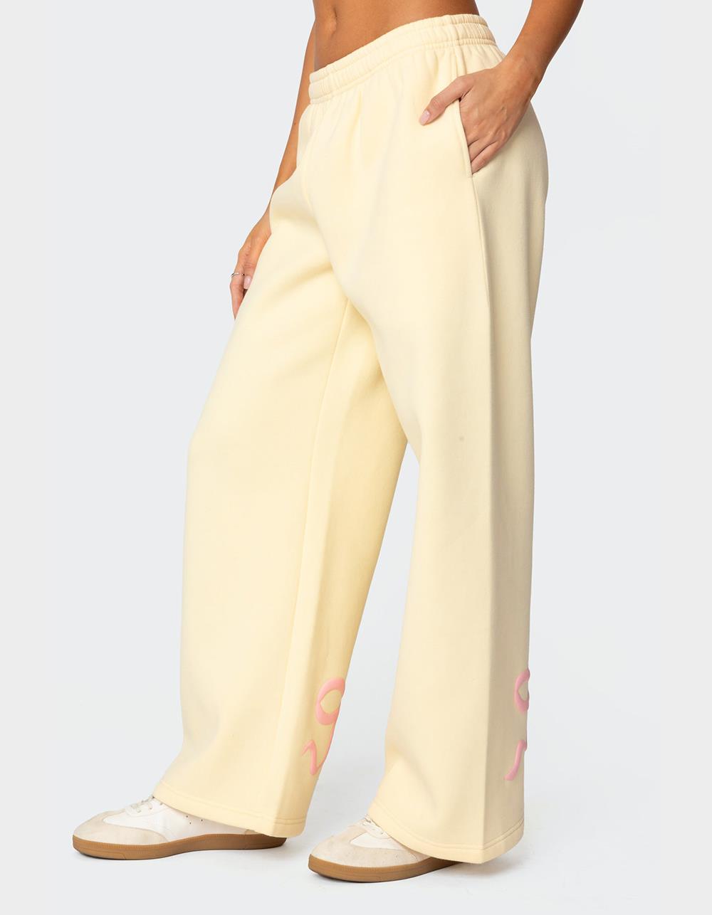 EDIKTED Bonney Bow Detail Sweatpants - YELLOW