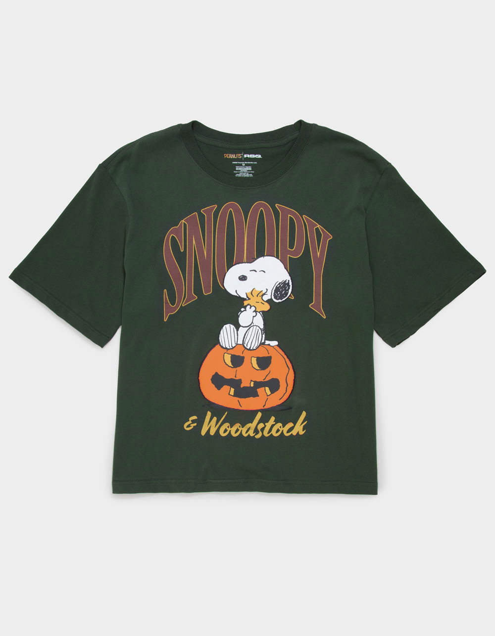 RSQ x Peanuts Together Mens Boxy Tee - DARK GREEN