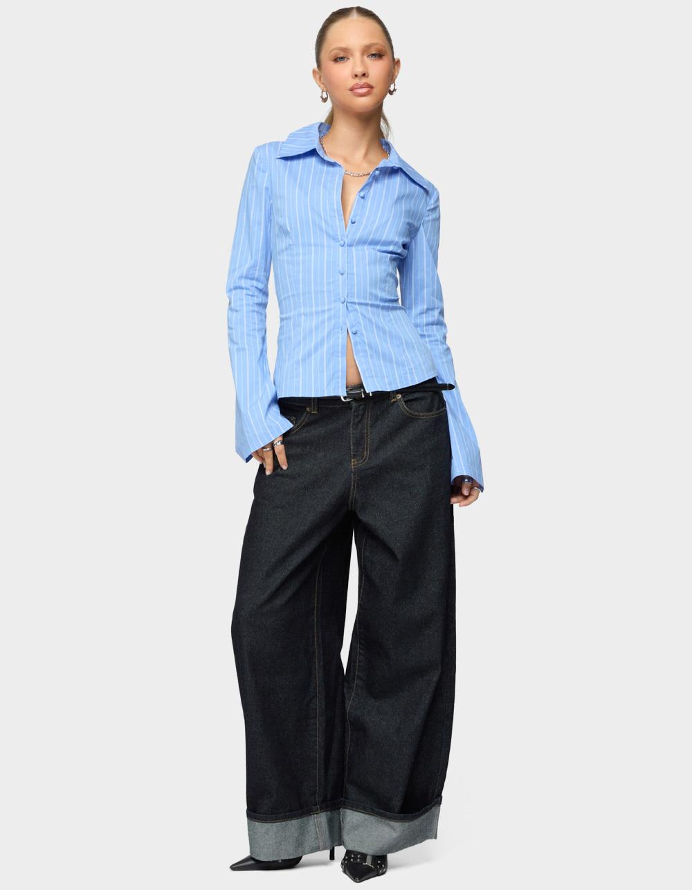 EDIKTED Pinstripe Tailored Button Up Shirt