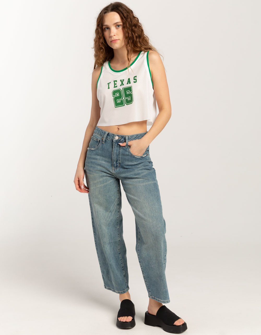 RSQ Womens Texas Jersey Tank Top - GREEN