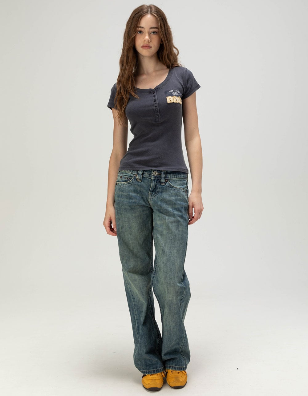 BDG Urban Outfitters Kayla Low Rise Womens Slouchy Jeans - DARK BLAST