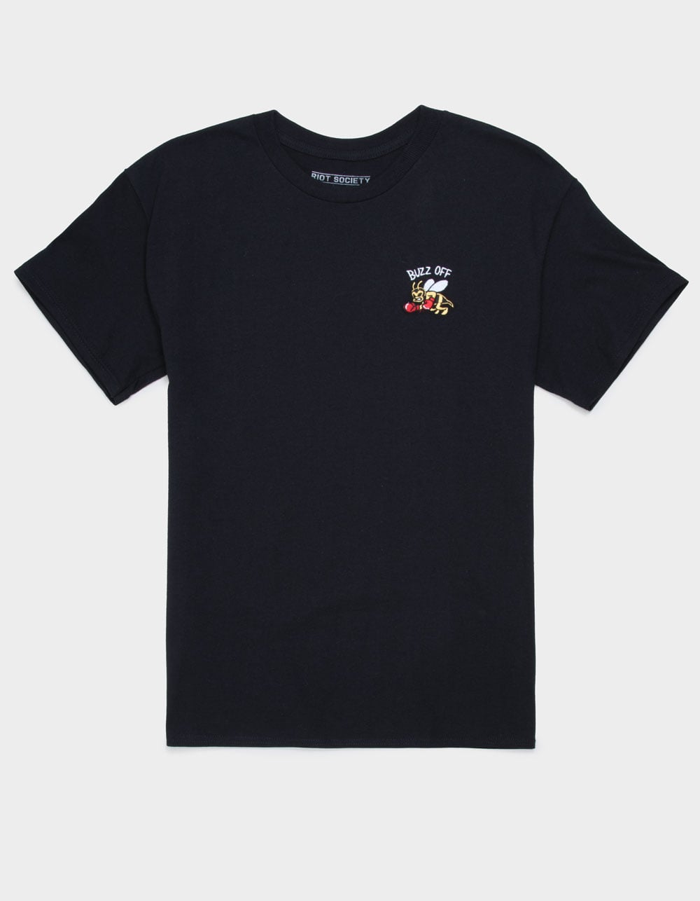 RIOT SOCIETY Buzz Off Embroidered Mens Tee - BLACK