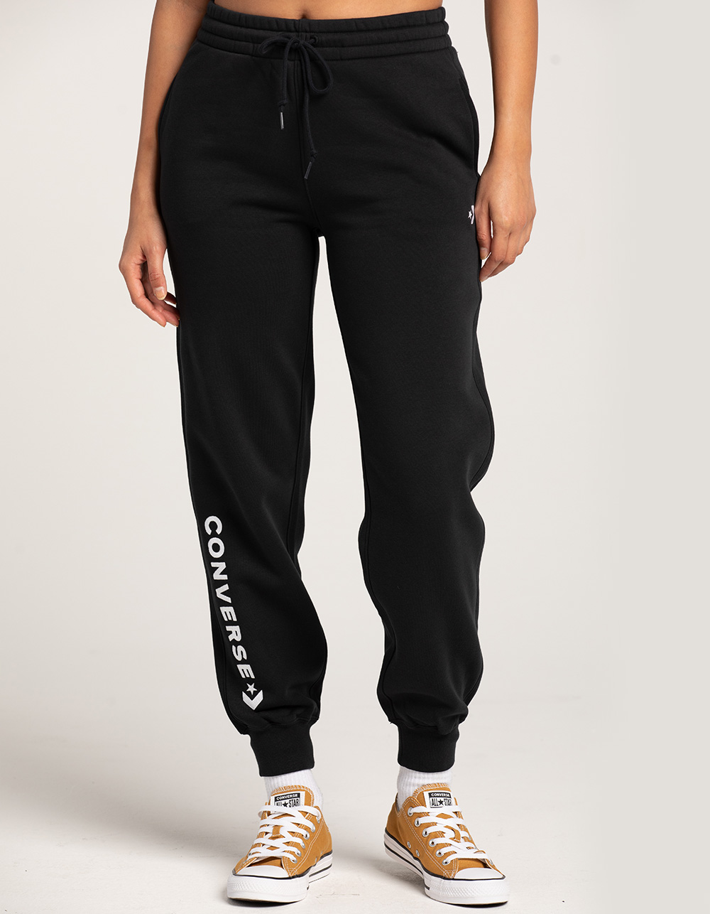 CONVERSE Woodmark Womens Fleece Jogger Pants - BLACK