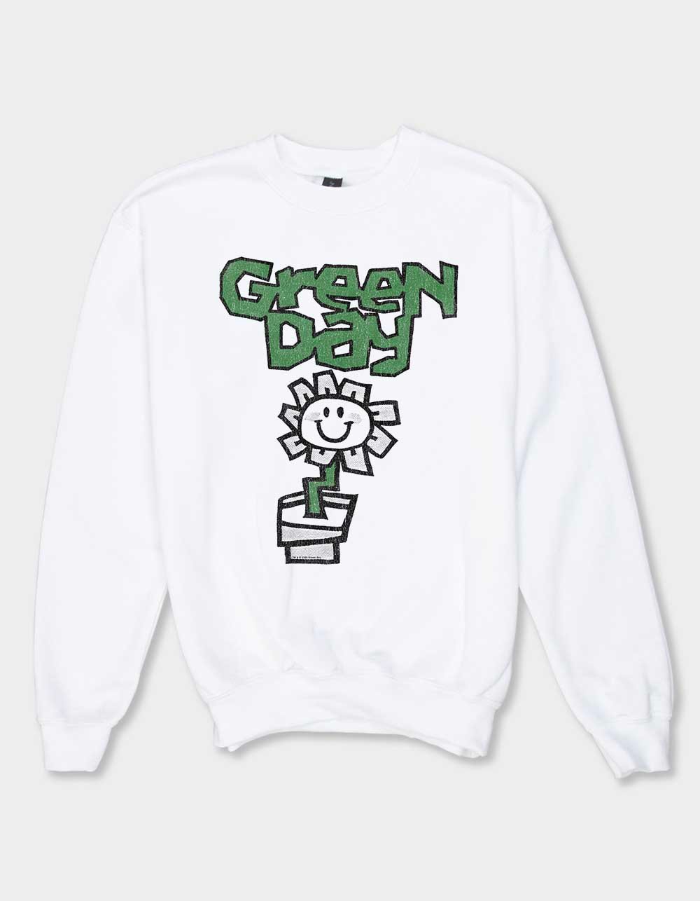 GREEN DAY Flower Pot Unisex Kids Crewneck Sweatshirt - WHITE