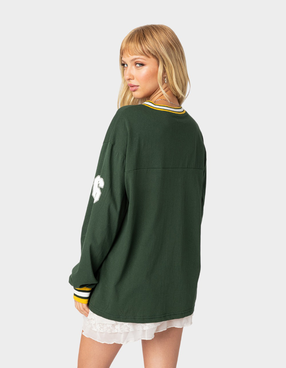EDIKTED Cali Oversized Womens Baseball Tee GREEN Tillys