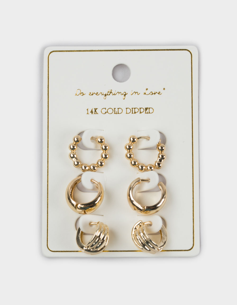 DO EVERYTHING IN LOVE 14K Gold Dipped 3 Pack Hoop Earrings - GOLD