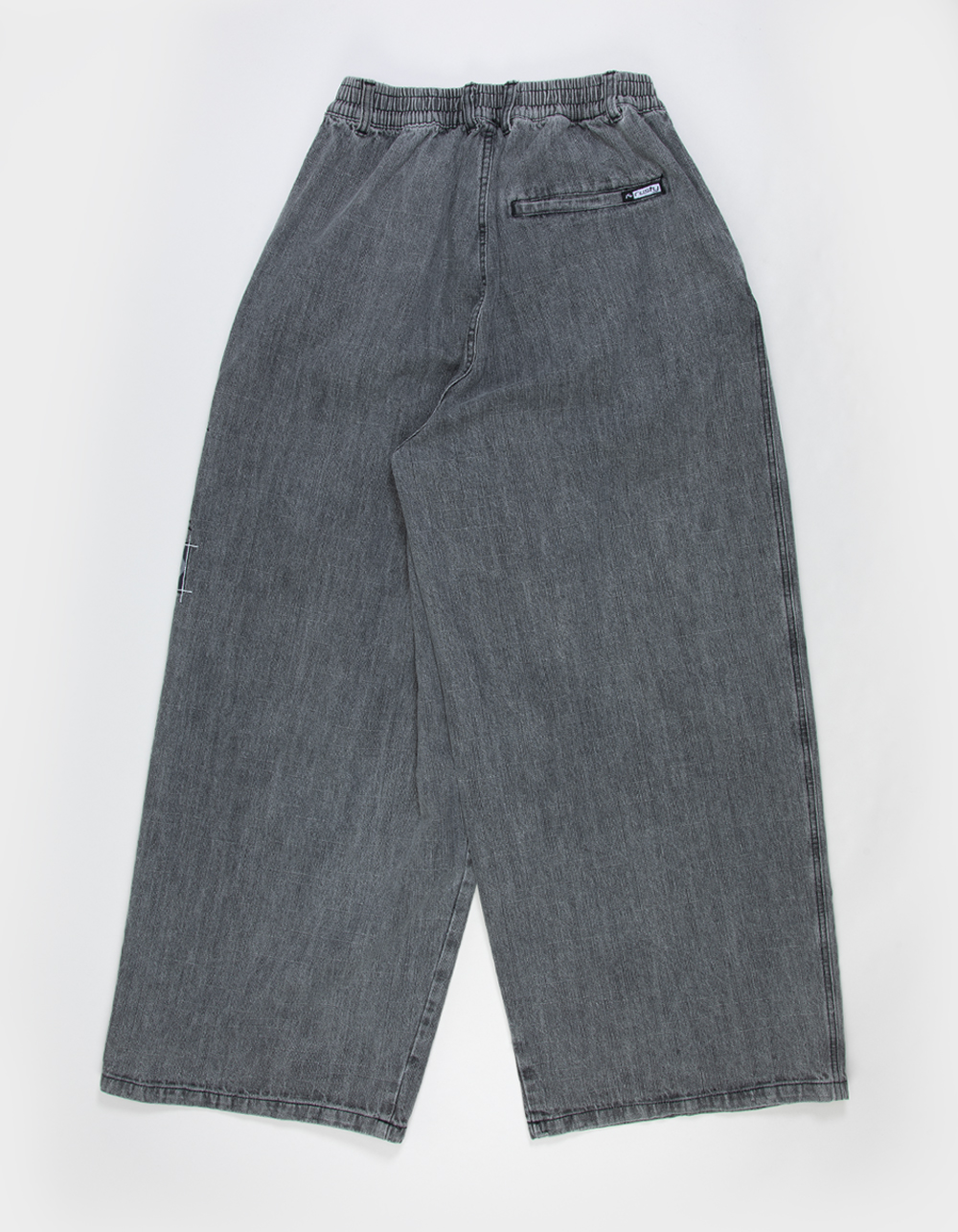 RUSTY Slub Mens Extra Baggy Elastic Waist Jeans - WASHED BLACK