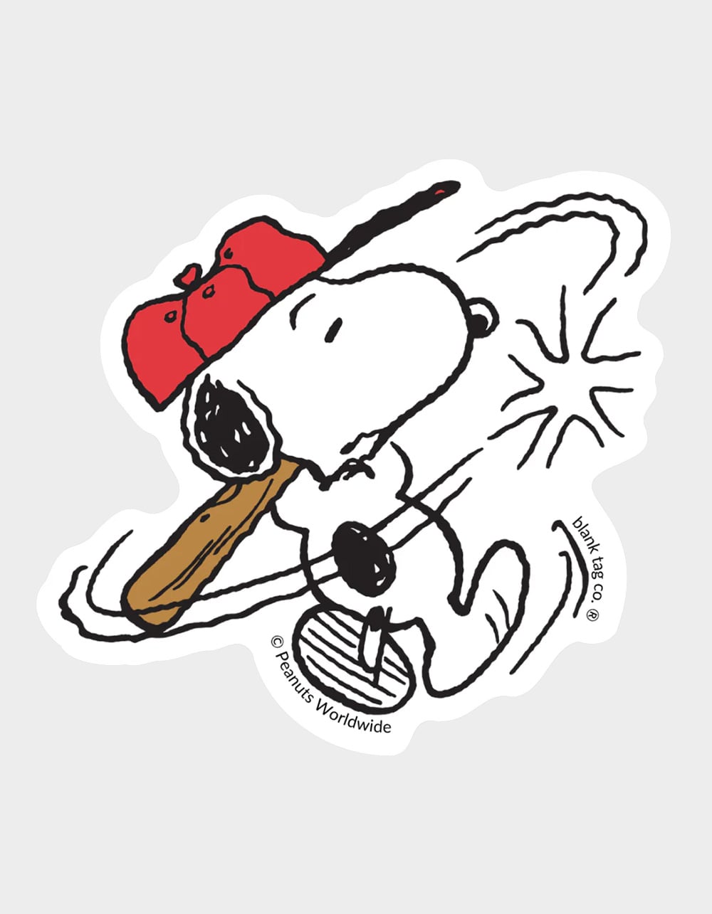 BLANK TAG CO. x Peanuts Snoopy Hitting A Home Run Sticker - MULTI