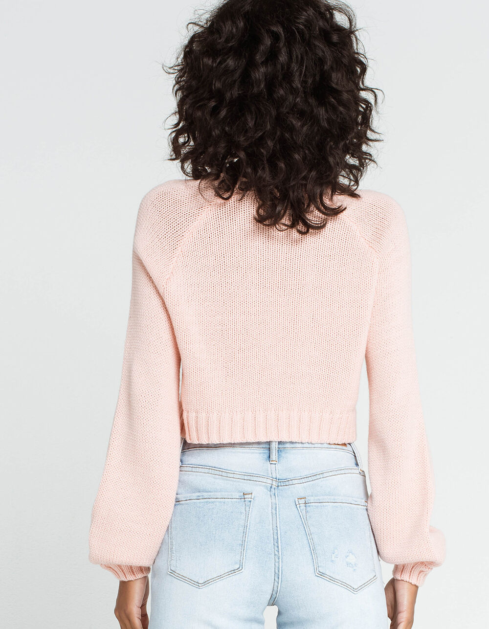 RSQ Balloon Sleeve Womens Rose Crop Sweater - ROSE | Tillys