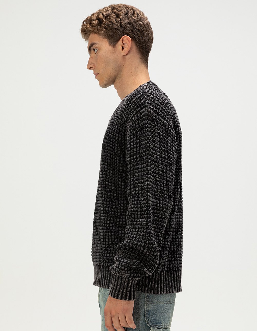 RSQ Mens Washed Waffle Sweater